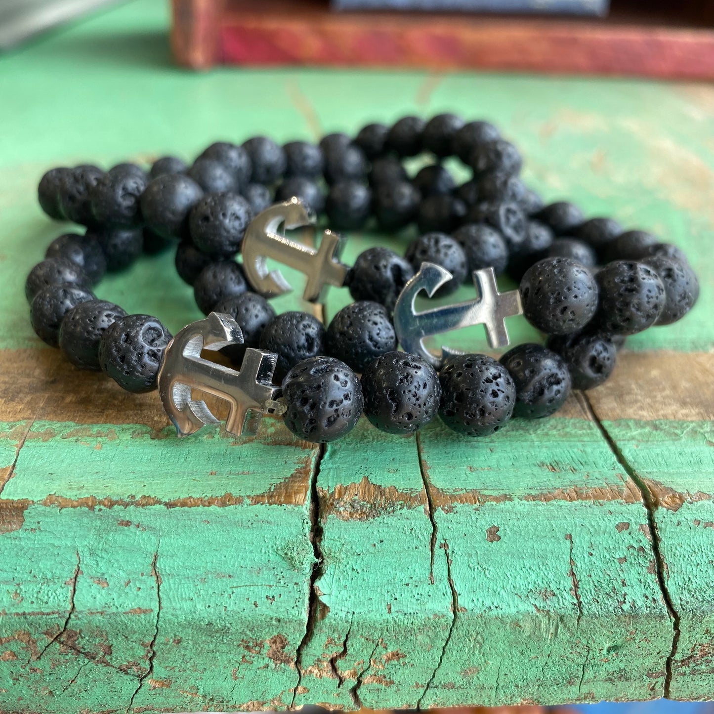 Men of Faith Lava Bead Anchor Bracelet