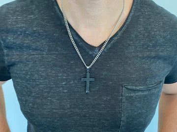 Black Diamond Cross 24” Necklace