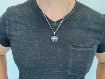 3D Black Conqueror Shield  Cross  24” Necklace