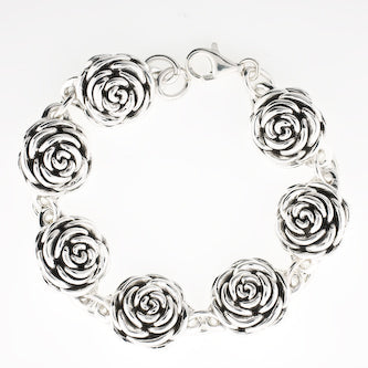 Sterling Silver Seven Rose Bud Bracelet or Earrings