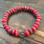Men of Faith St. Benedict Red Prayer Bead Bracelet
