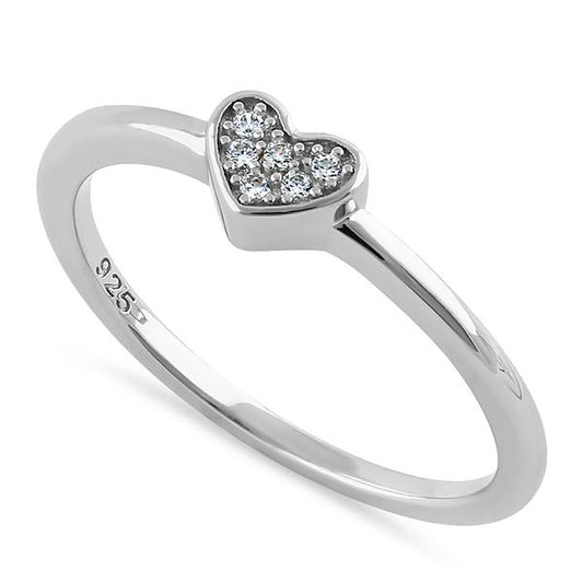 Elegant Heart Cluster CZ Ring