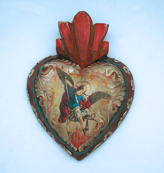 Mexican Painted Wood Heart Wall Decor