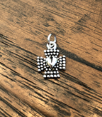 Beaded Love Cross Sterling Silver Charm