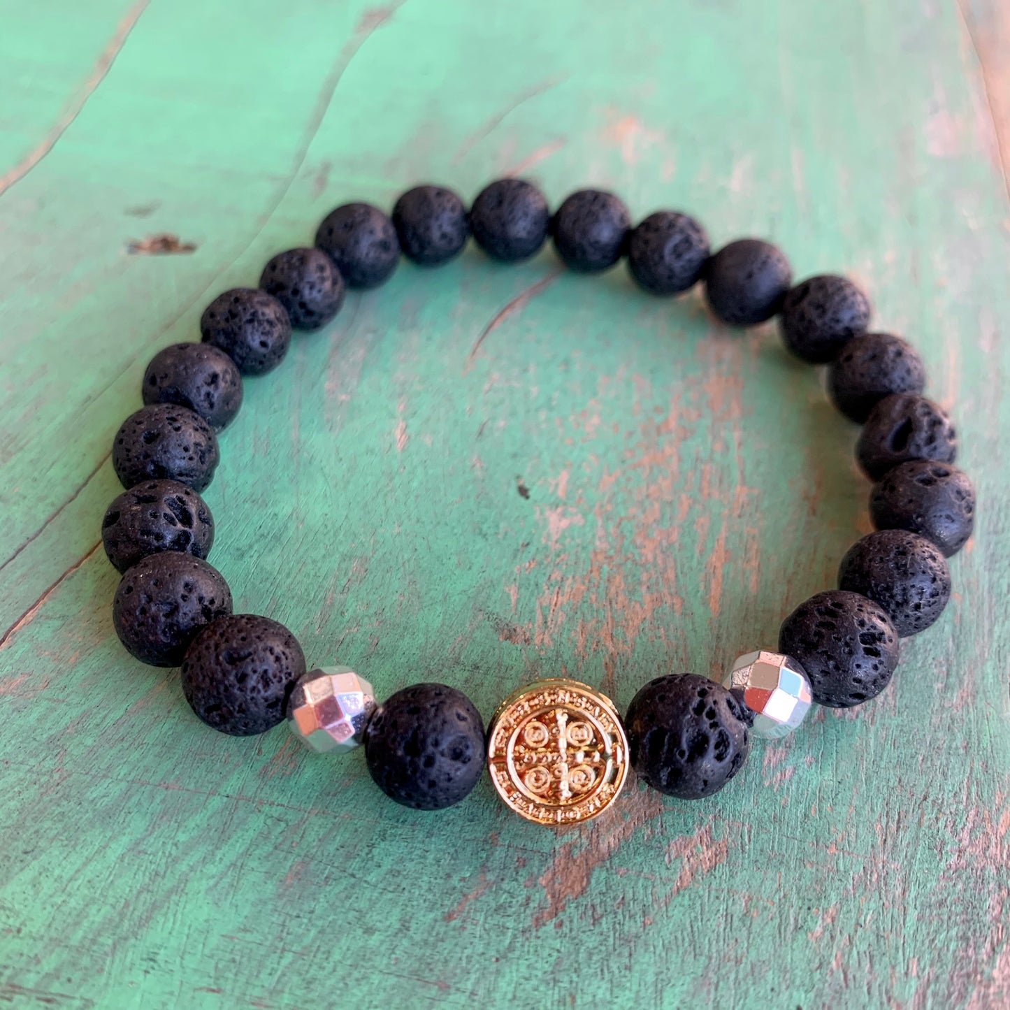 Lava Bead St Benedict Bracelet