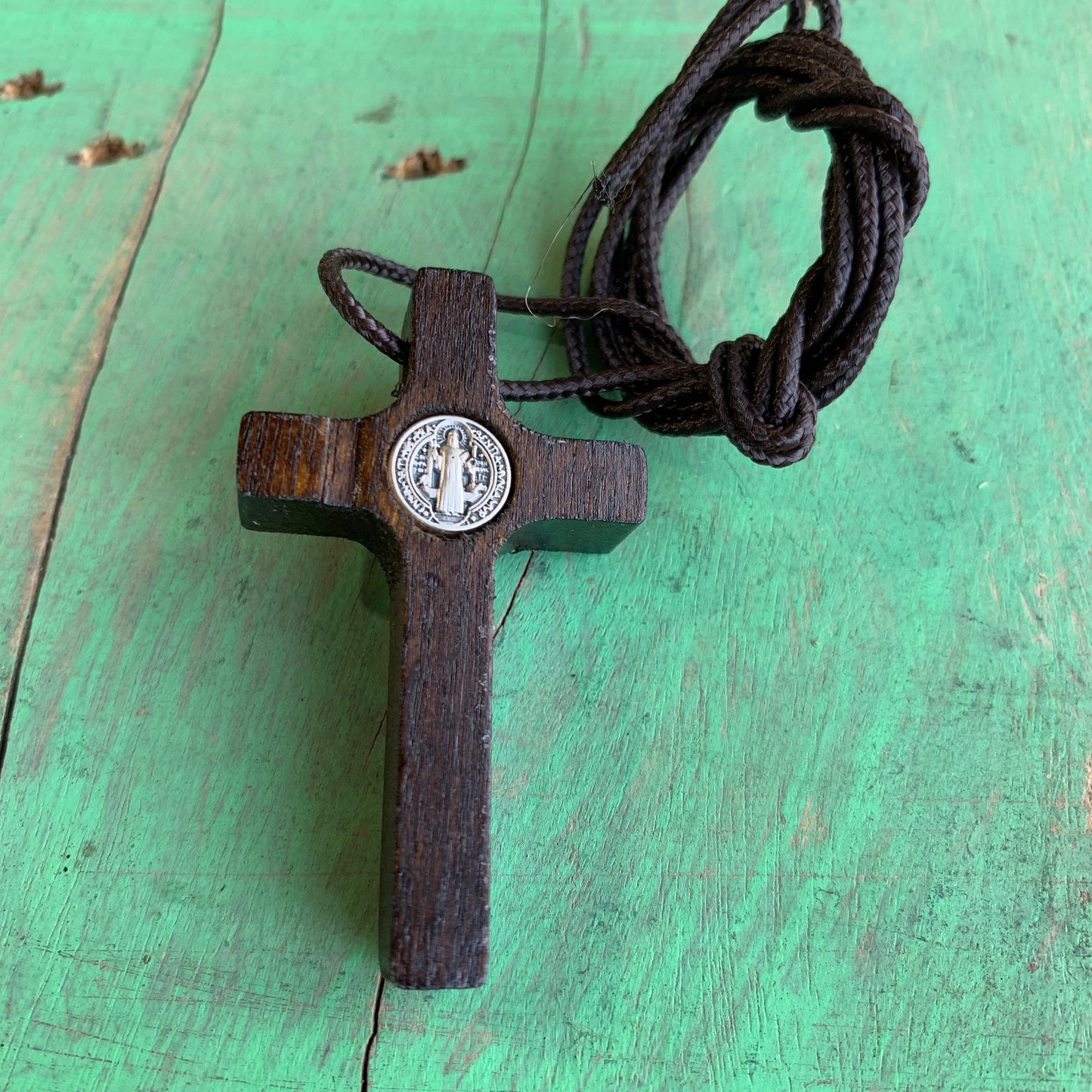 Dark Wood St Benedict Cord Necklace