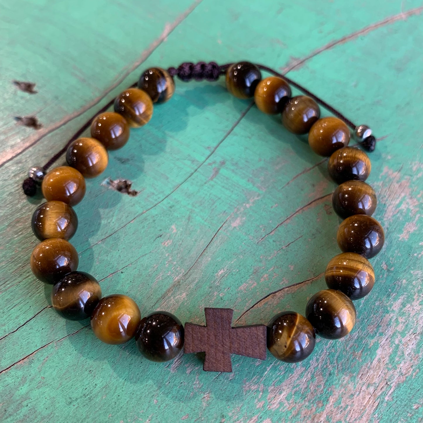 Black Agate and Tiger Eye Faith Bracelet