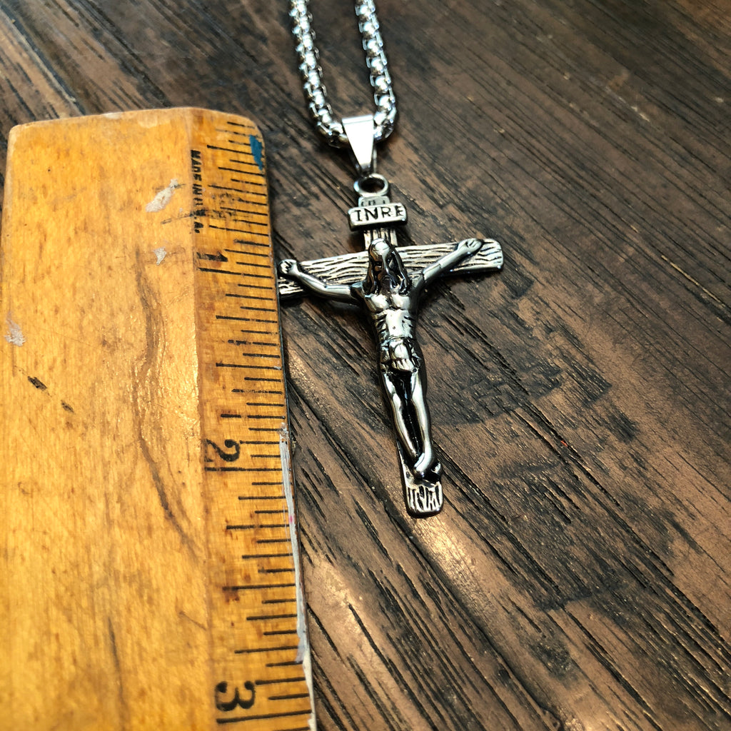 Silver Stainless Steel Crucifix Necklace