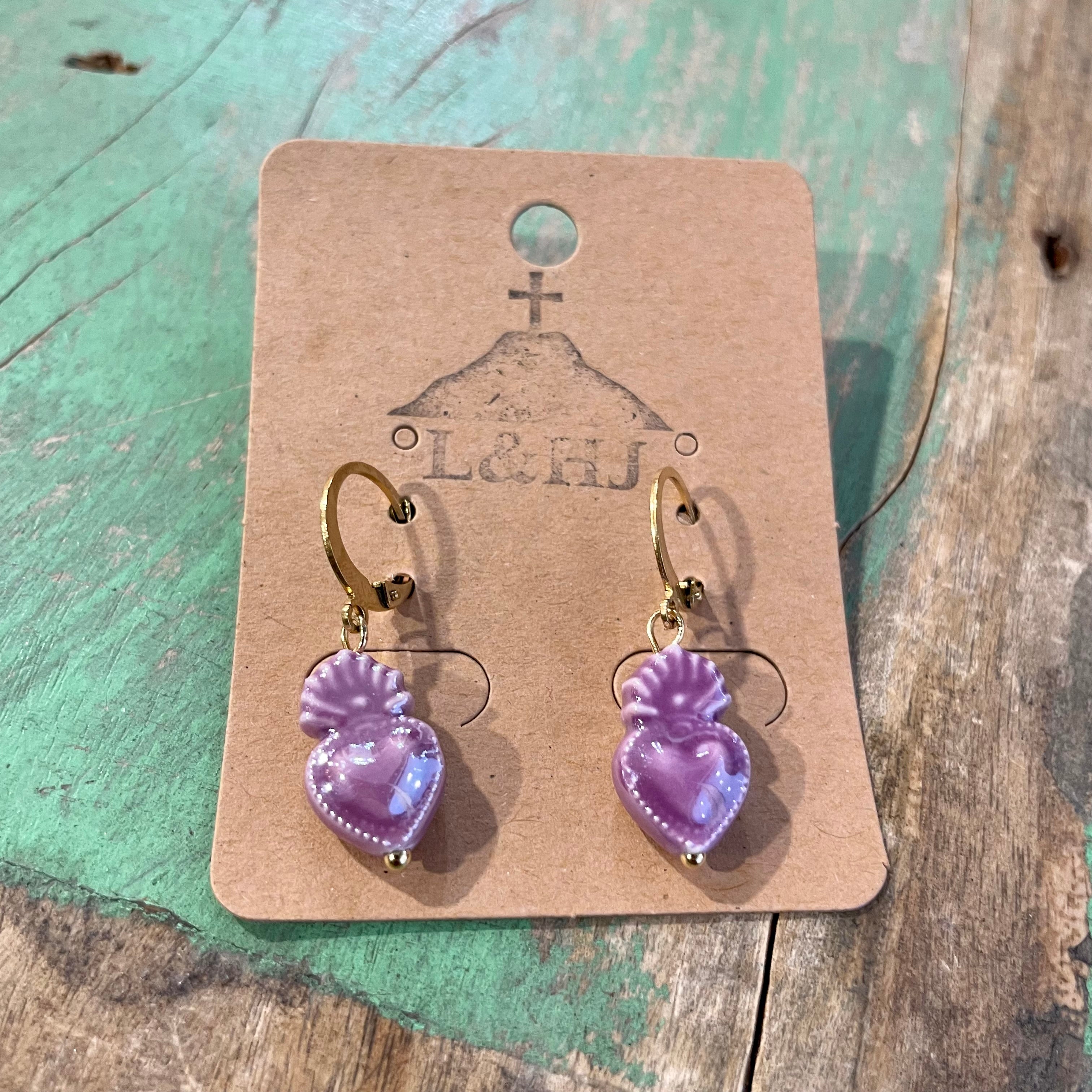 Ceramic Sacred Heart Earrings
