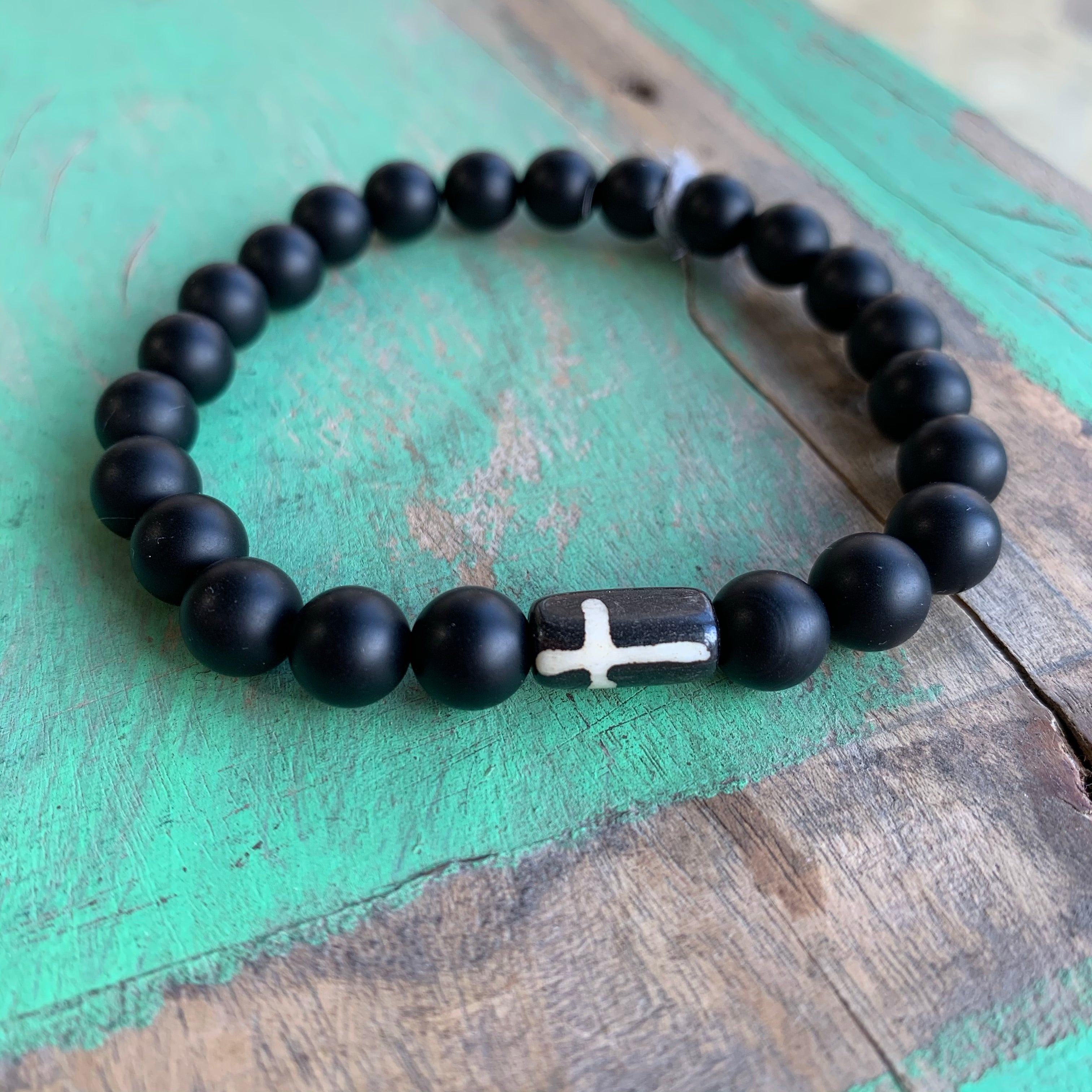 Black and White Cross Bracelet