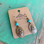 Turquoise and Bronze Heart Necklace and Earrings