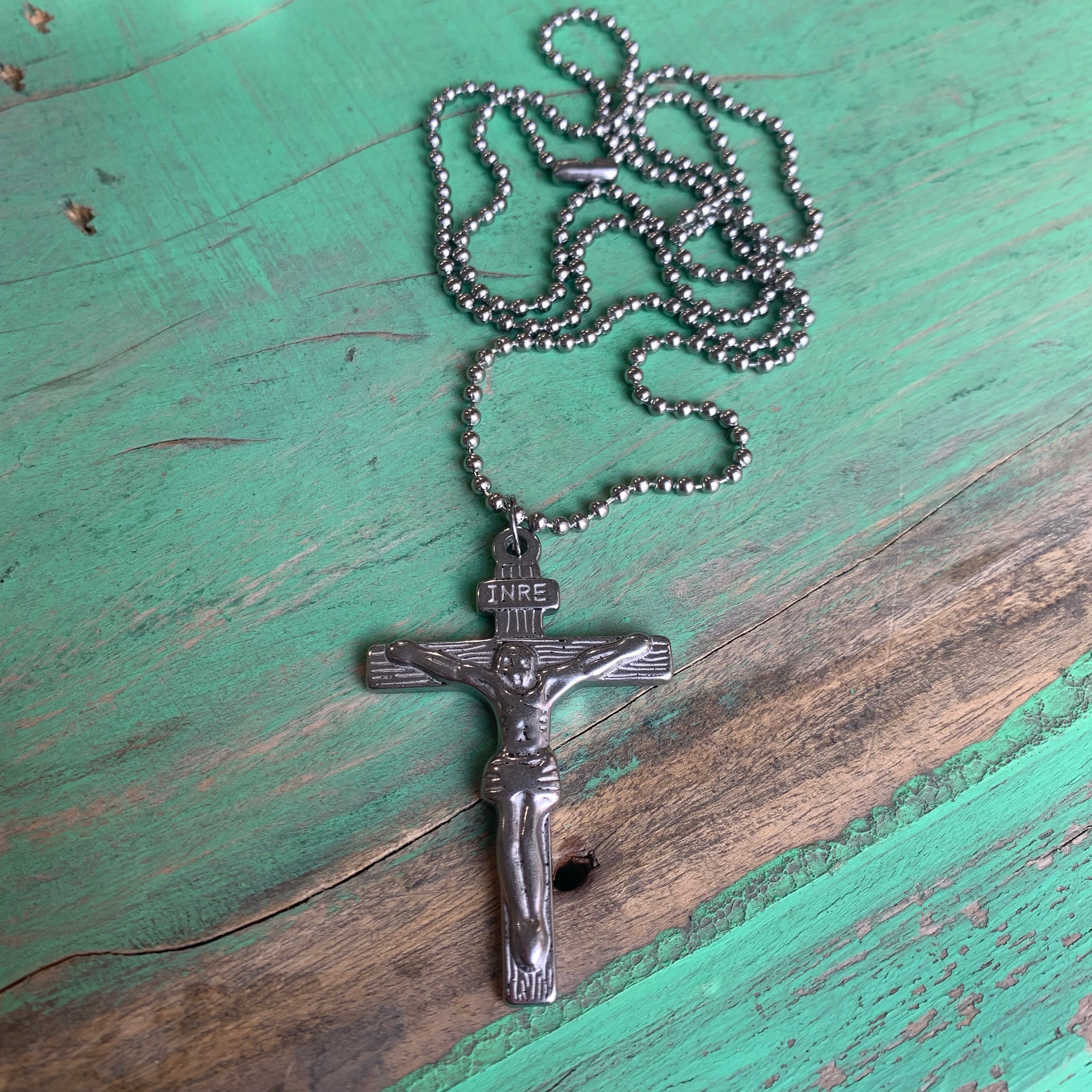 Stainless Steel Ball Chain with Crucifix