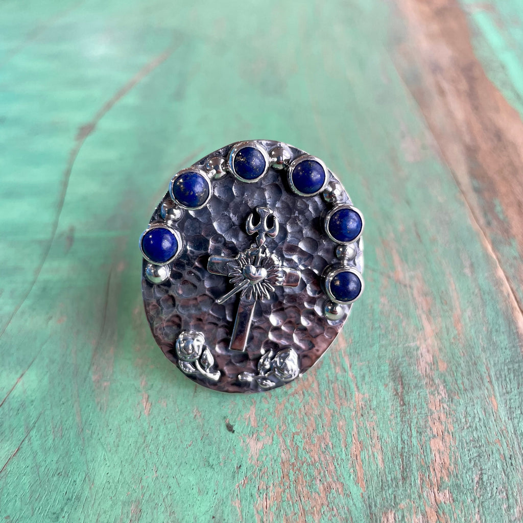 Sterling Silver Holy Spirit Cross Lapis