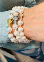 Chunky Cross Pearl Bracelet