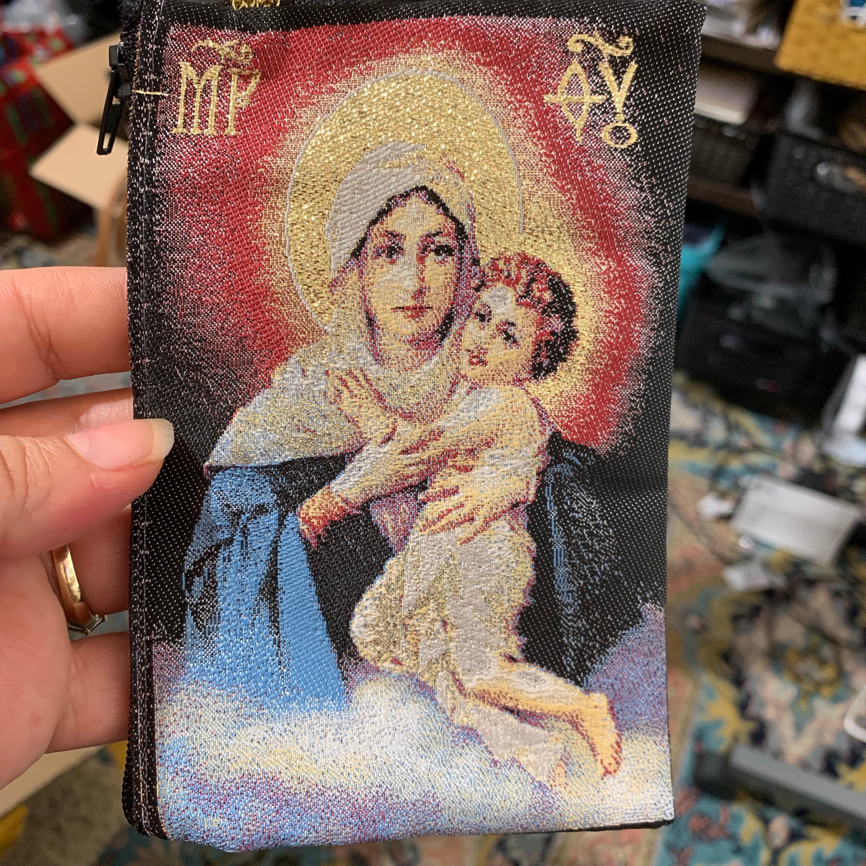 Large Rosary Pouches of Madonna and Child