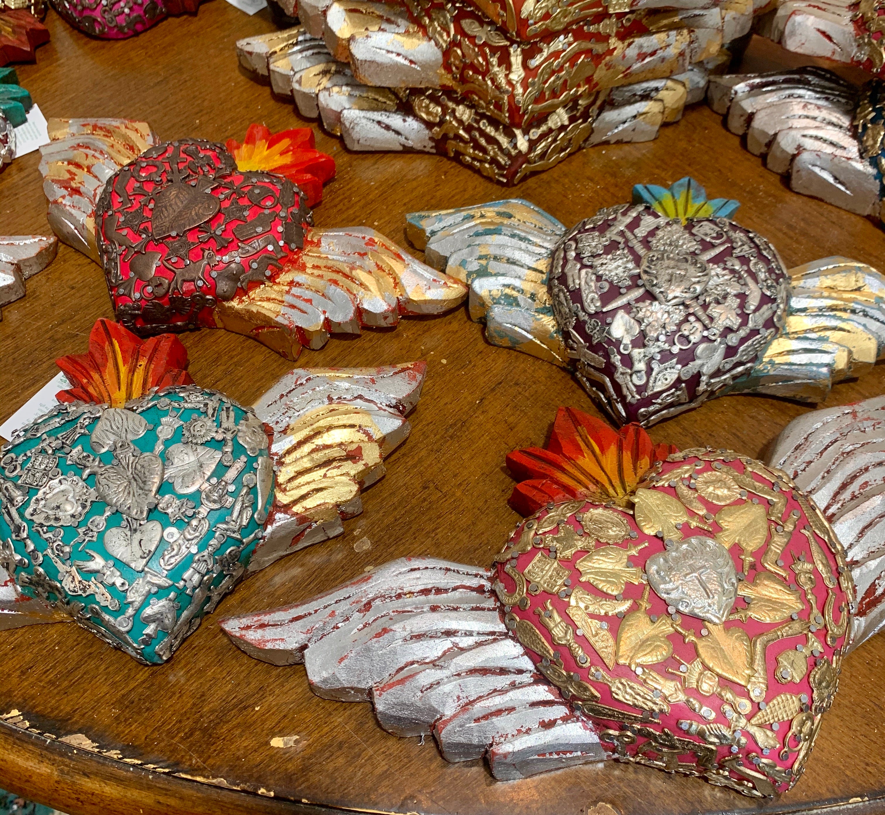 Milagros Corazon with Wooden Wings