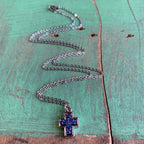 Druzy Brass Cross Necklace and Earrings