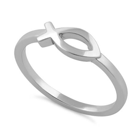 Sterling Silver Fish Symbol Ring