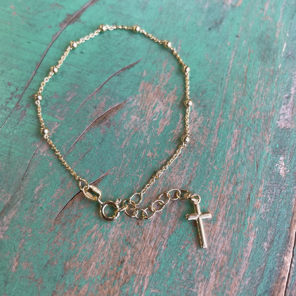 Sterling Silver 2mm Rosary Bracelet