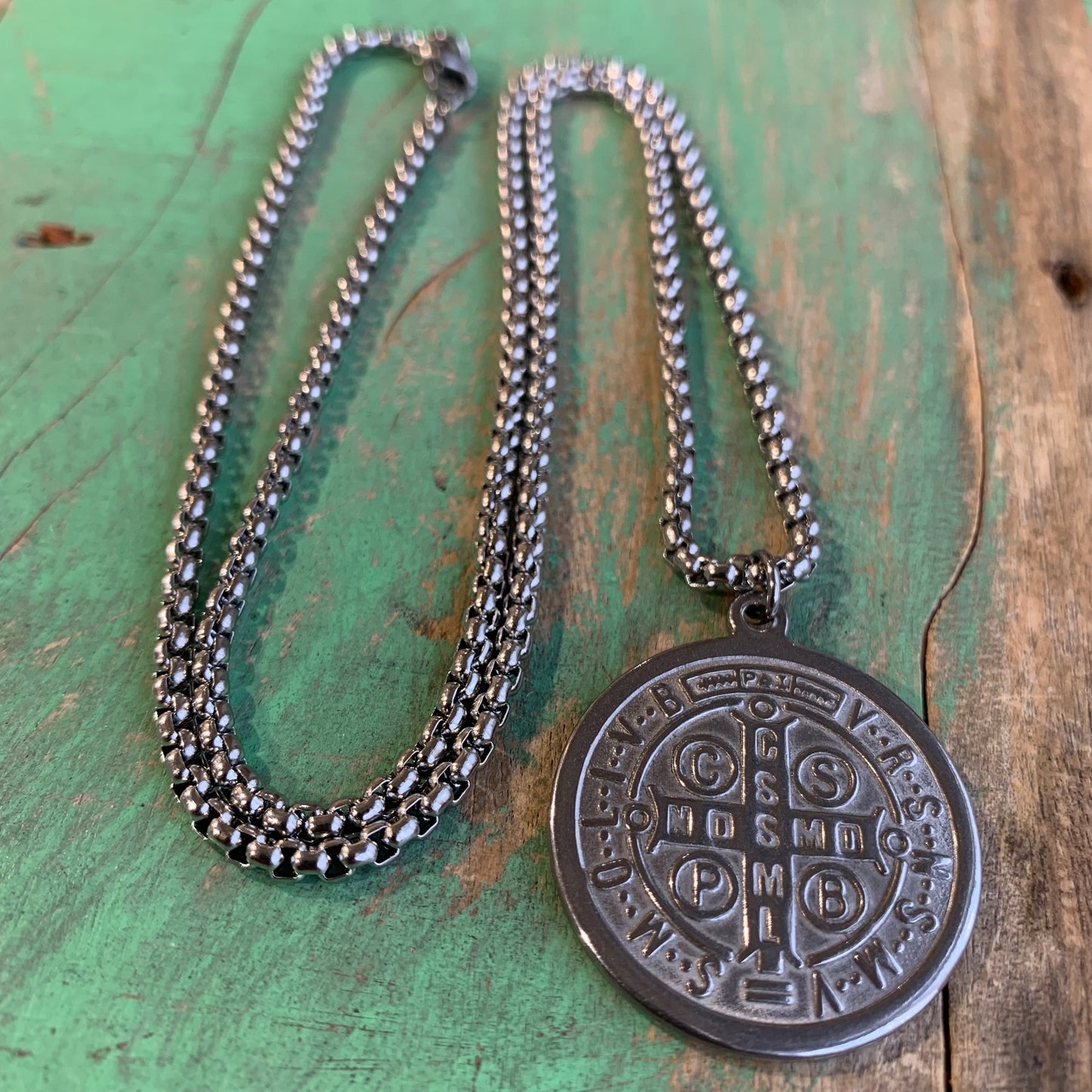 Stainless Steel St Benedict Protection Necklace