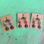 Long Agate Beaded Mary/Jesus Necklace and Earrings