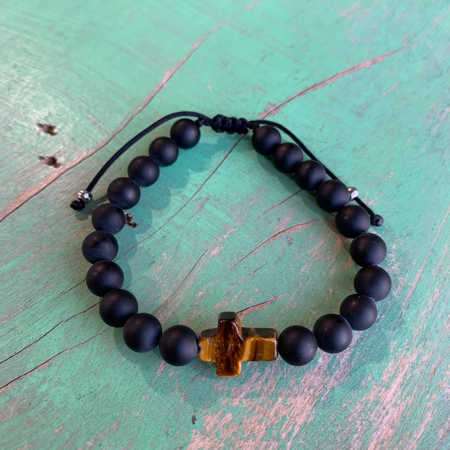 Black Agate and Tiger Eye Faith Bracelet