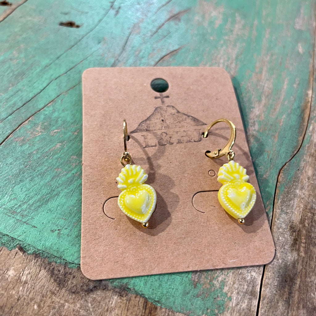 Ceramic Sacred Heart Earrings