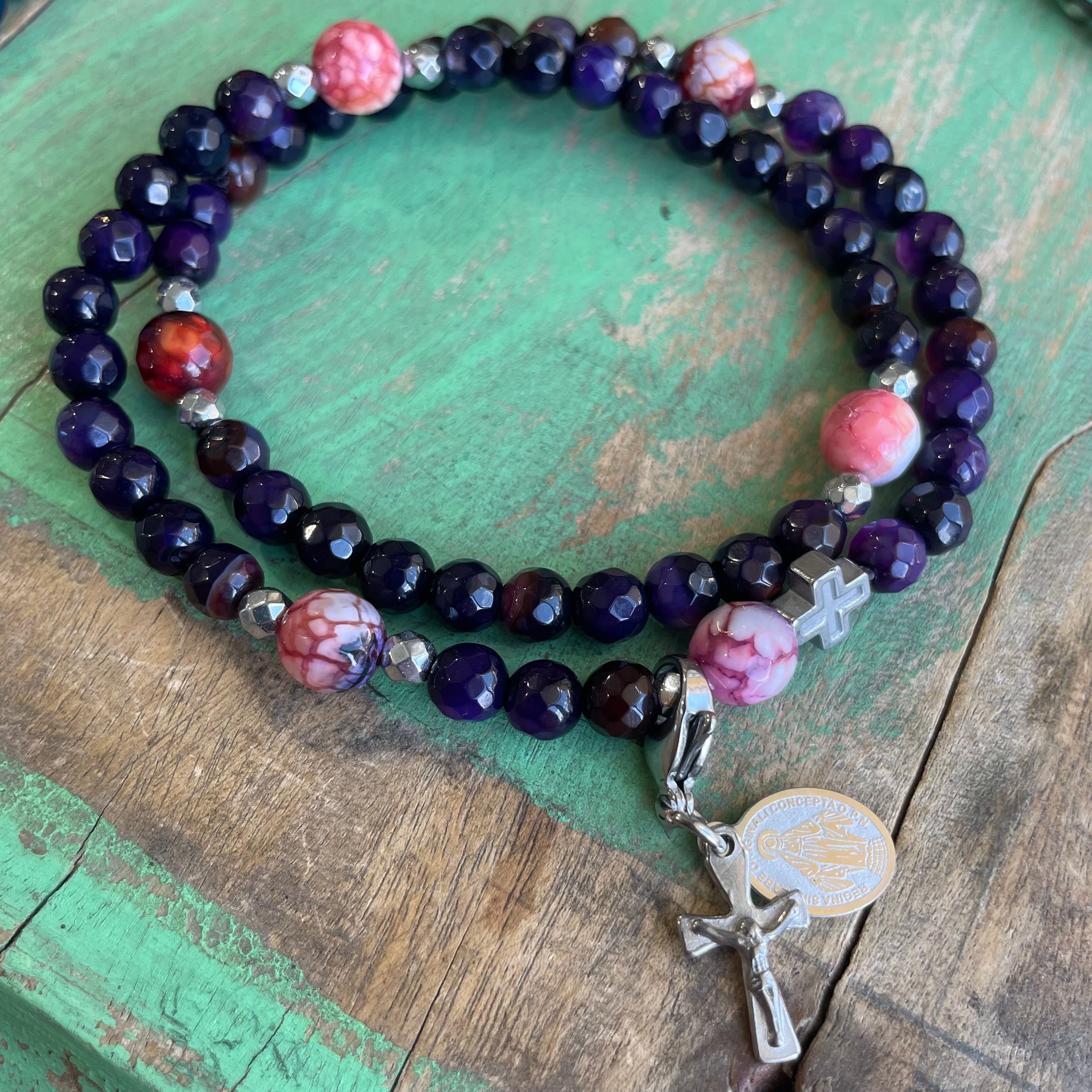 Rosary Wrap Bracelet with Gold Accents