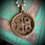 Big Brass Medals on Howlite Beaded Chain