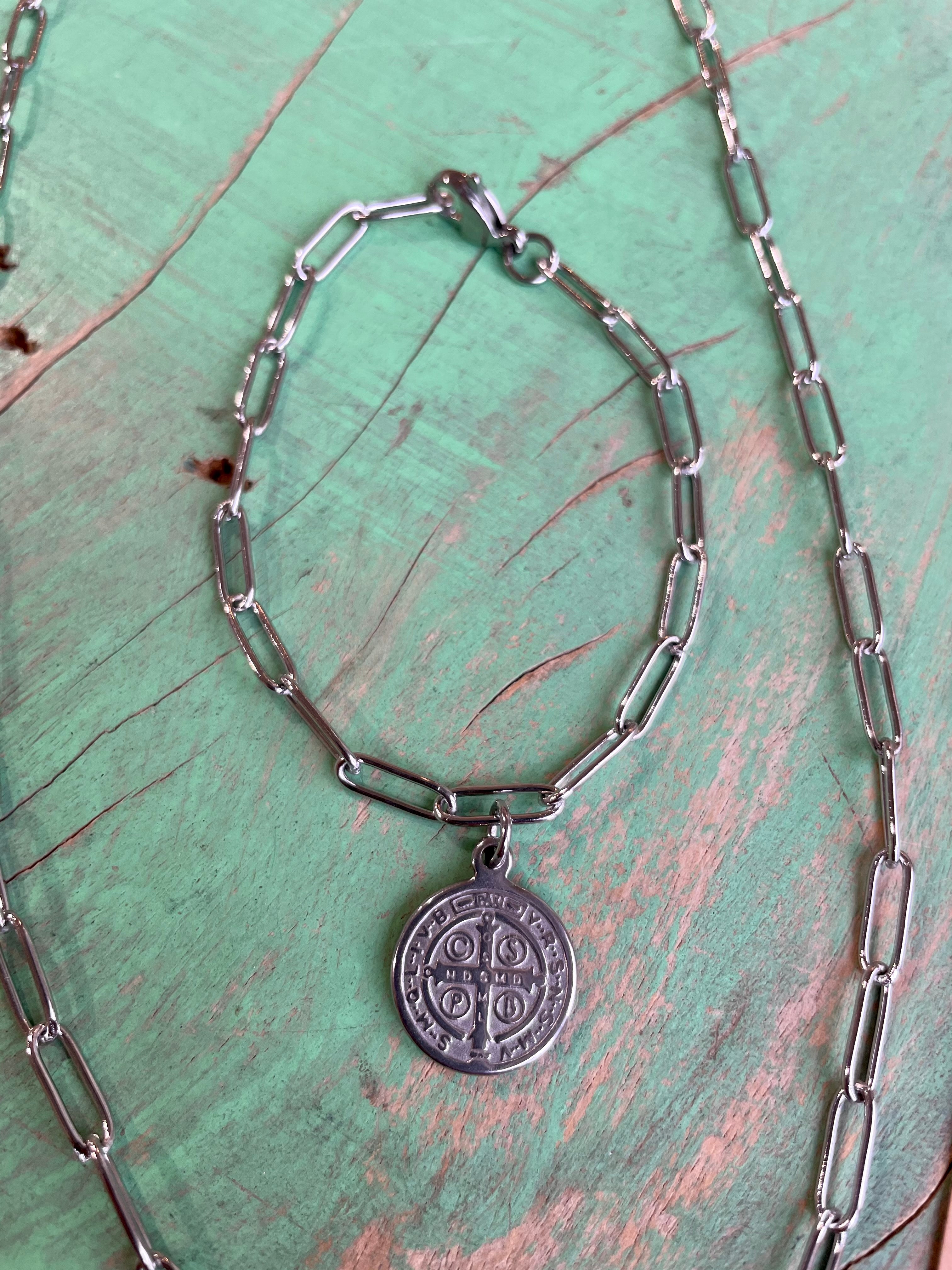 Silver Paper Clip St Benedict Small Link