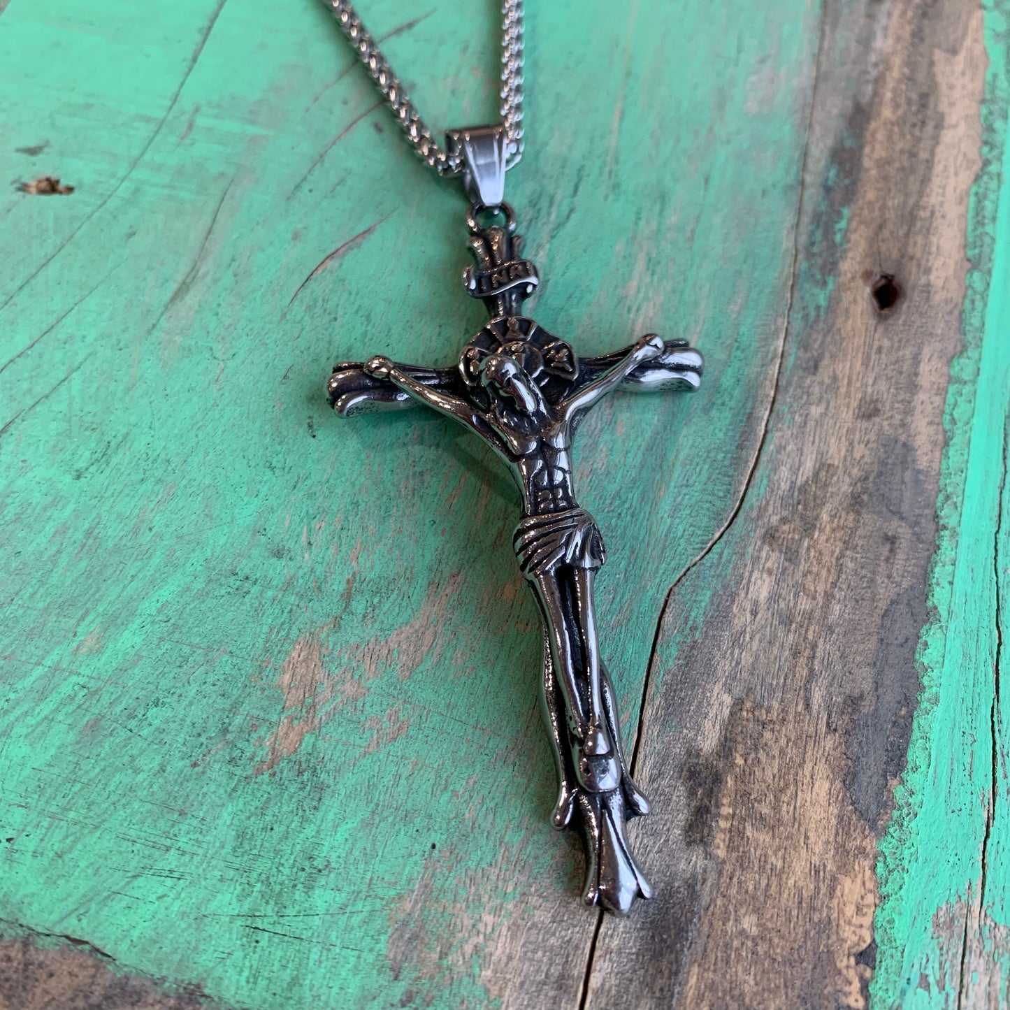 Big Stainless Steel Crucifix Necklace