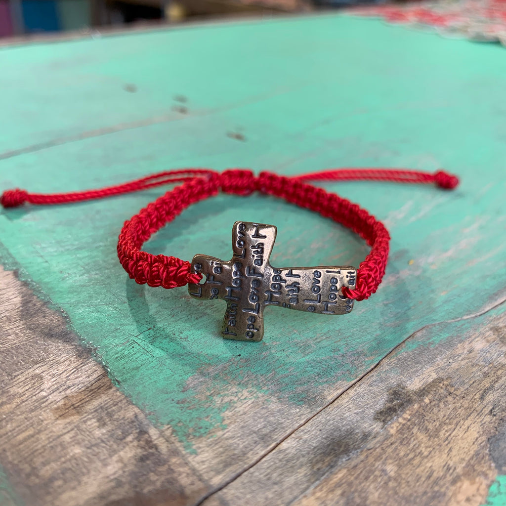Faith Hope Love Adjustable Cord Bracelet
