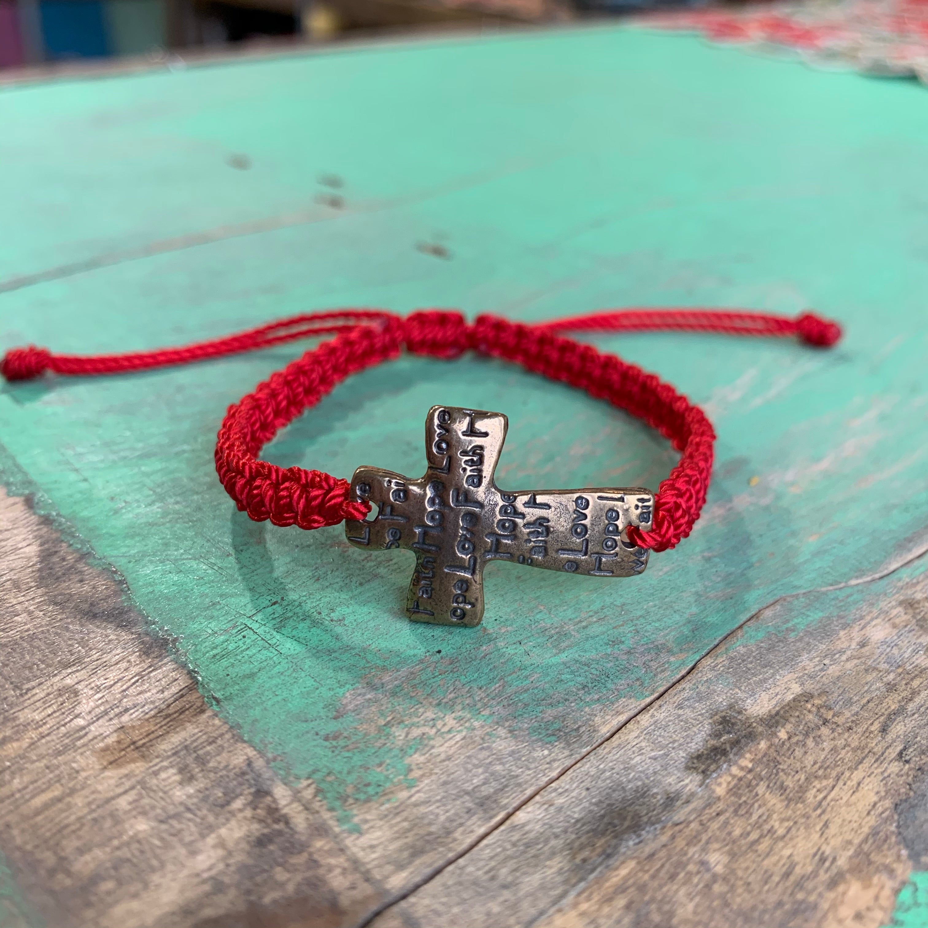 Faith Hope Love Adjustable Cord Bracelet