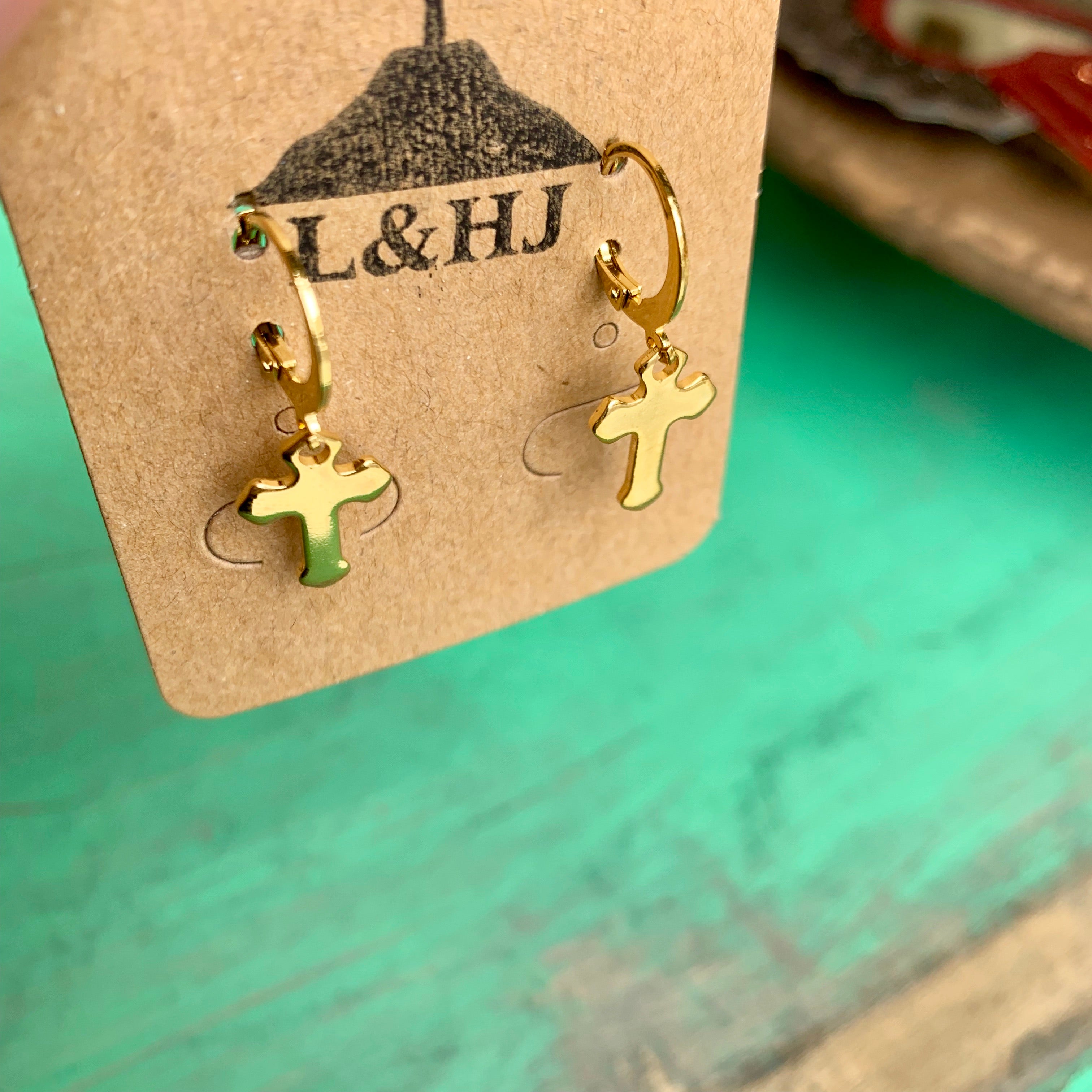 Gold Cross Earrings