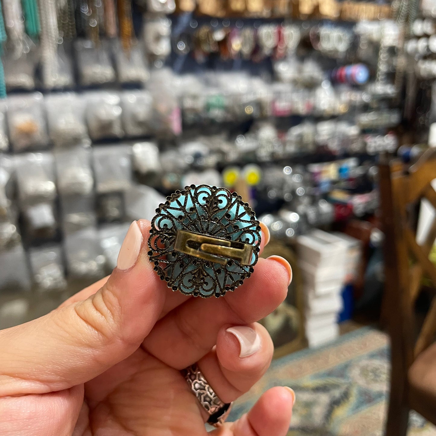 Fabulous Turquoise Rose Adjustable Ring