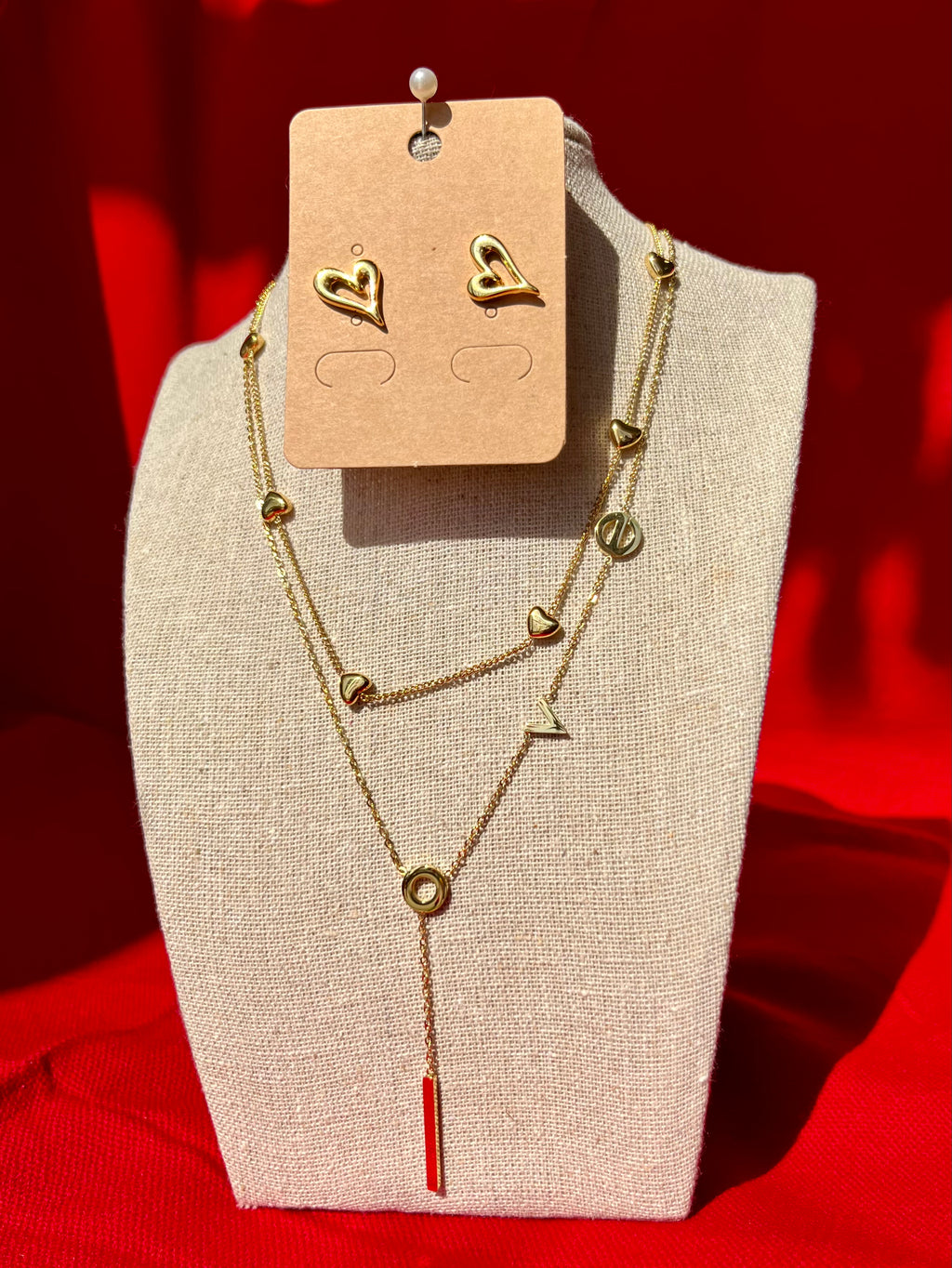 Gold Stainless Steel Cutout Heart Post Earrings