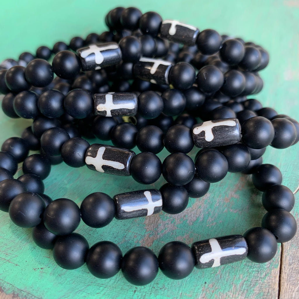 Black and White Cross Bracelet