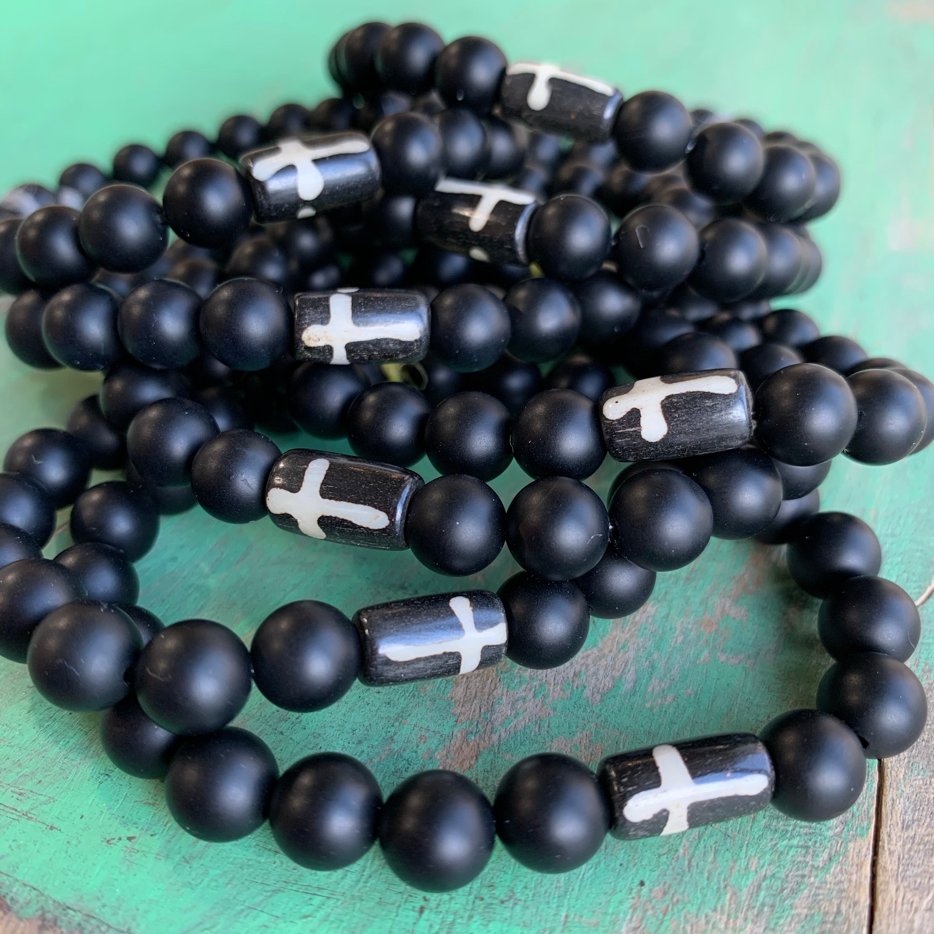 Black and White Cross Bracelet