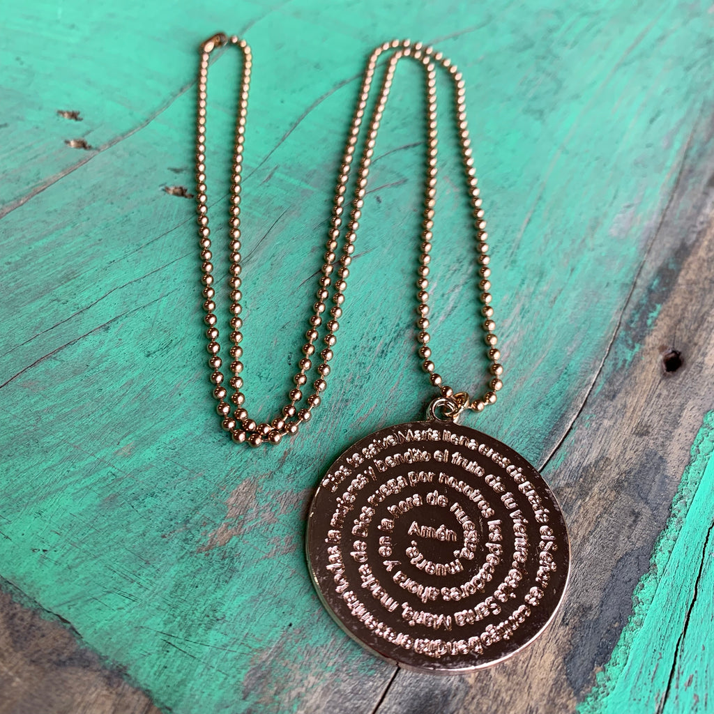 Rose Gold Ava Maria Prayer Necklace