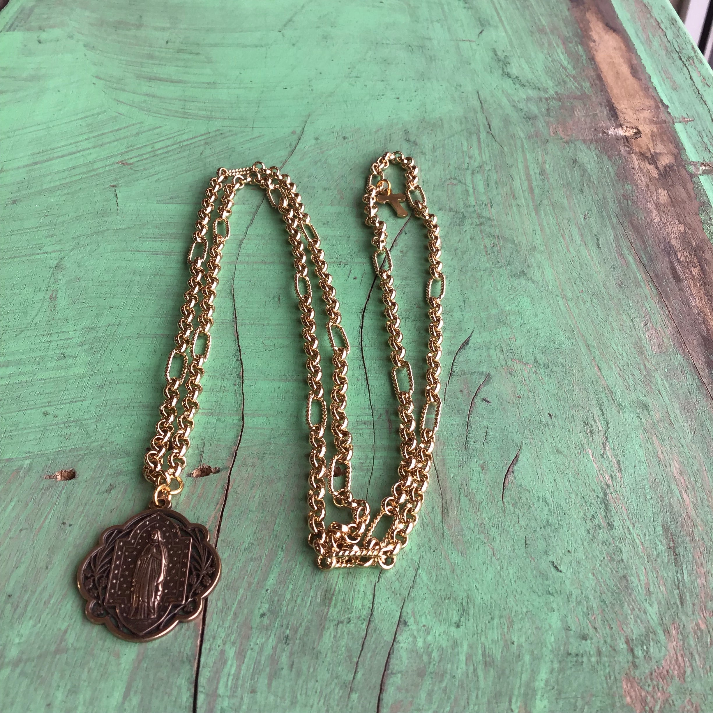 Long Gold Faith Necklace