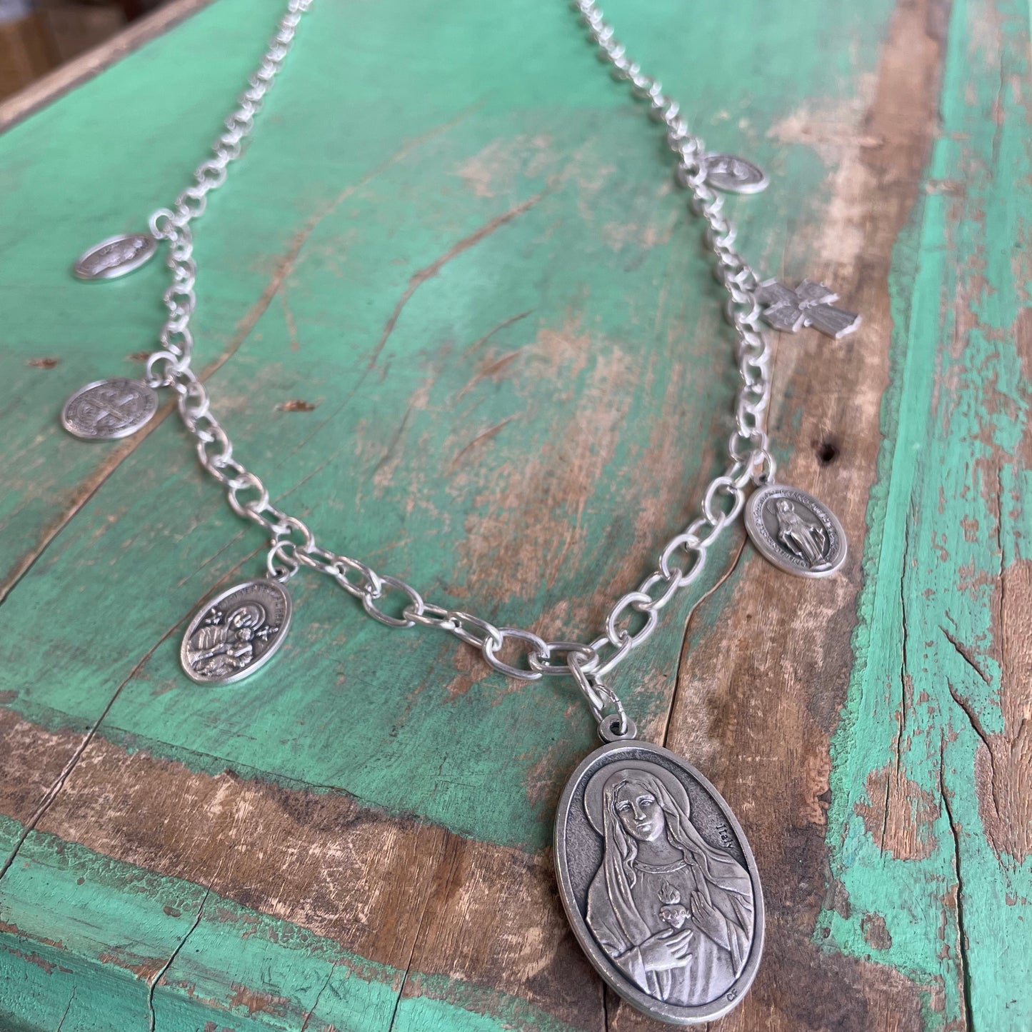 Long Saint Charm Necklace