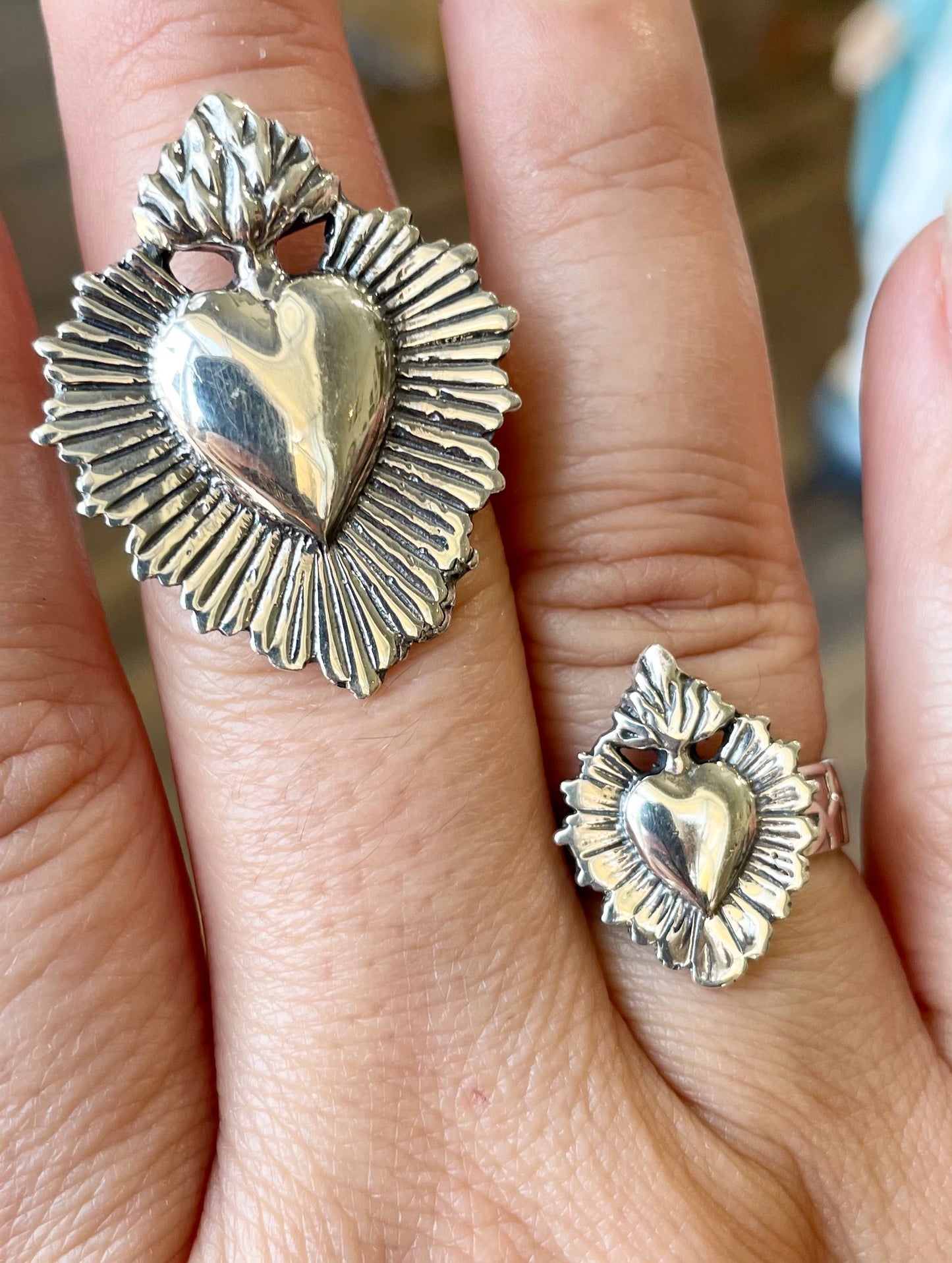 Sterling Silver Small Sacred Heart Ring