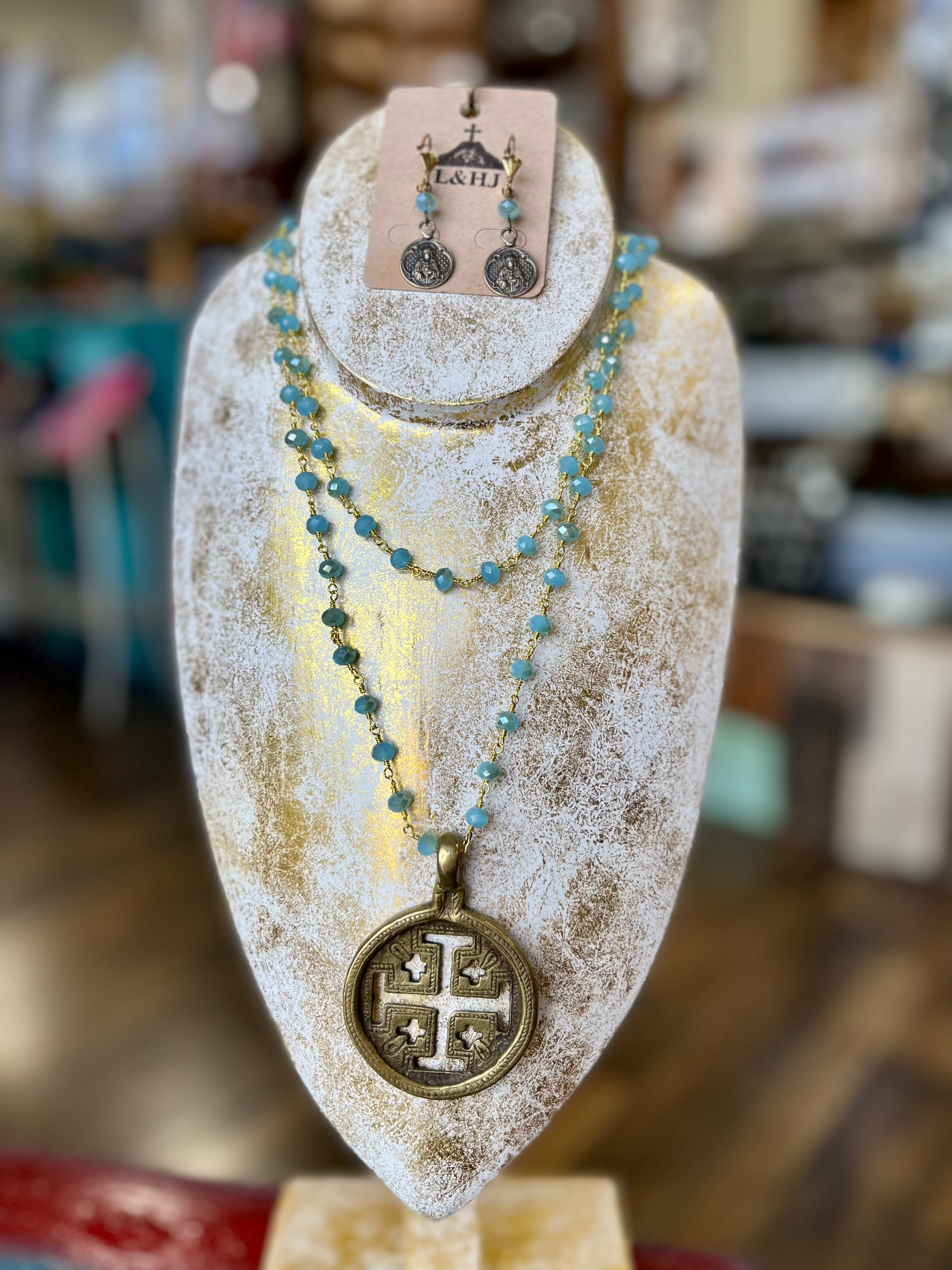 Brass Jerusalem Cross Necklace