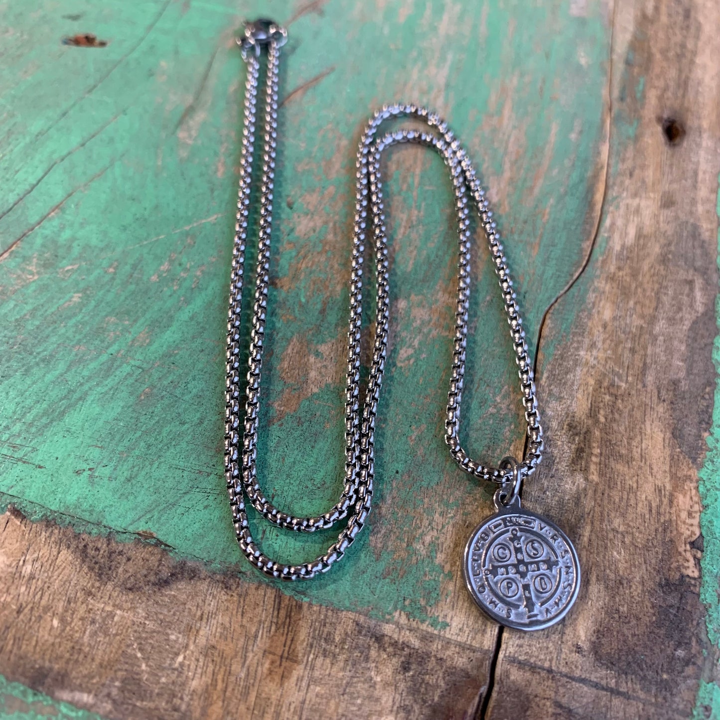 Stainless Steel St Benedict Protection Necklace