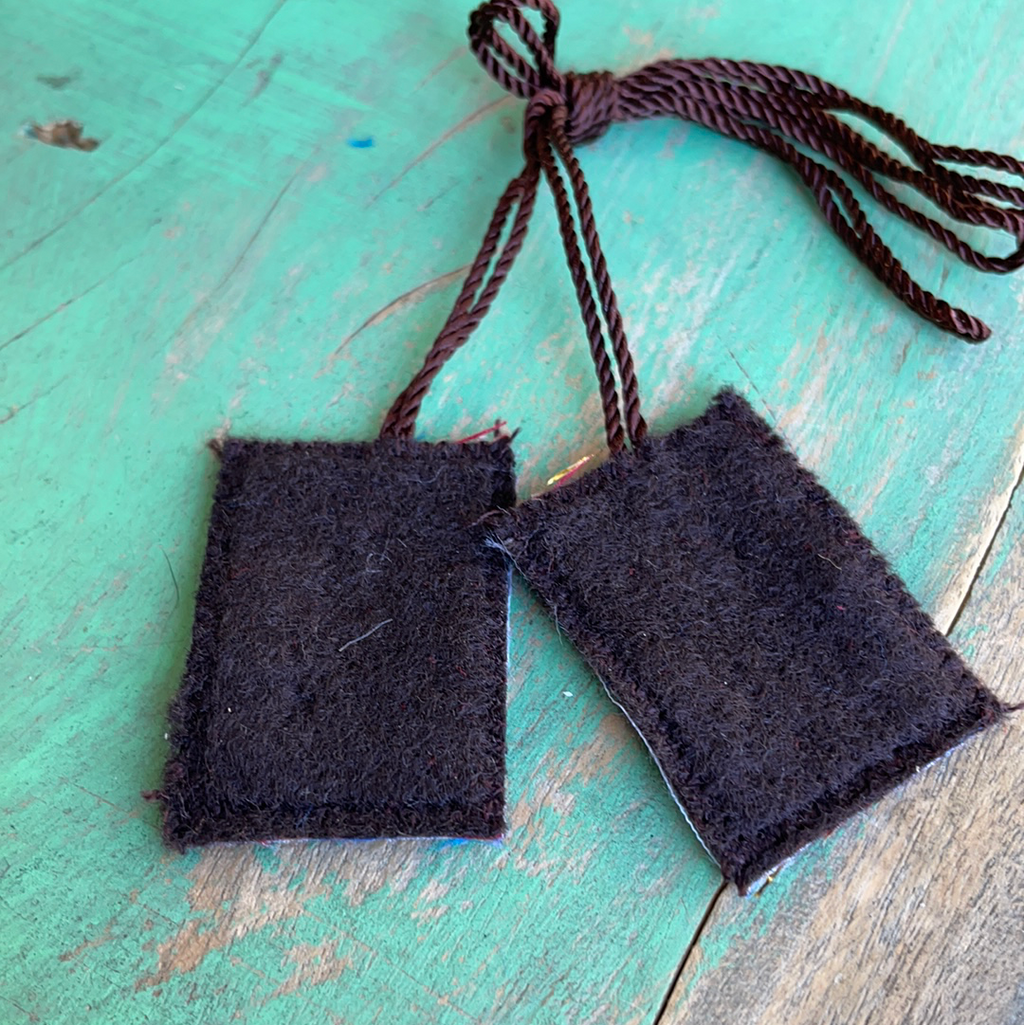 Brown Divine Mercy/OLG  Cloth Scapular
