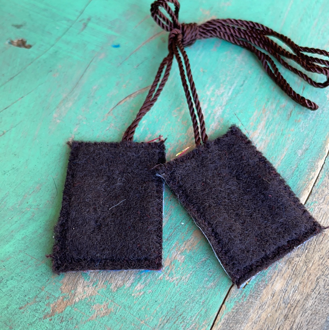 Brown Divine Mercy/OLG  Cloth Scapular