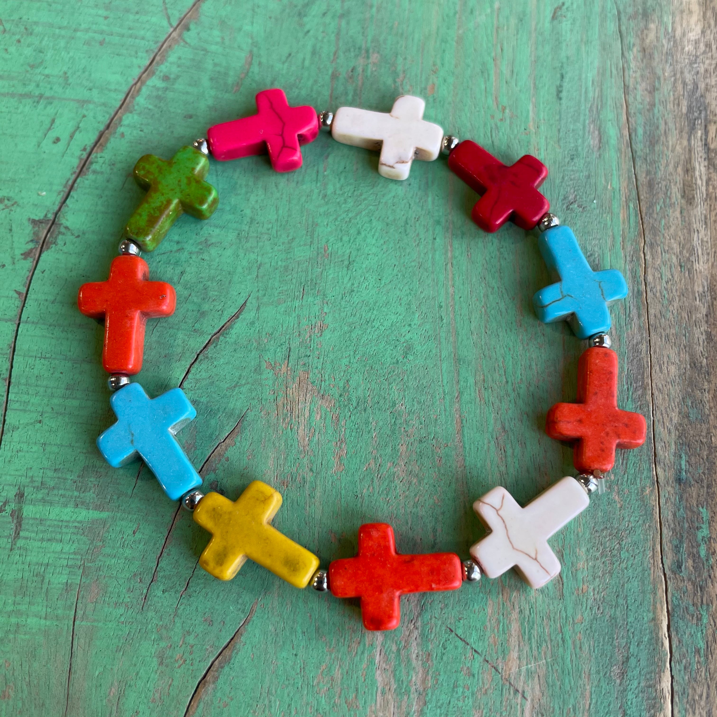 Multi Color Cross Bracelet