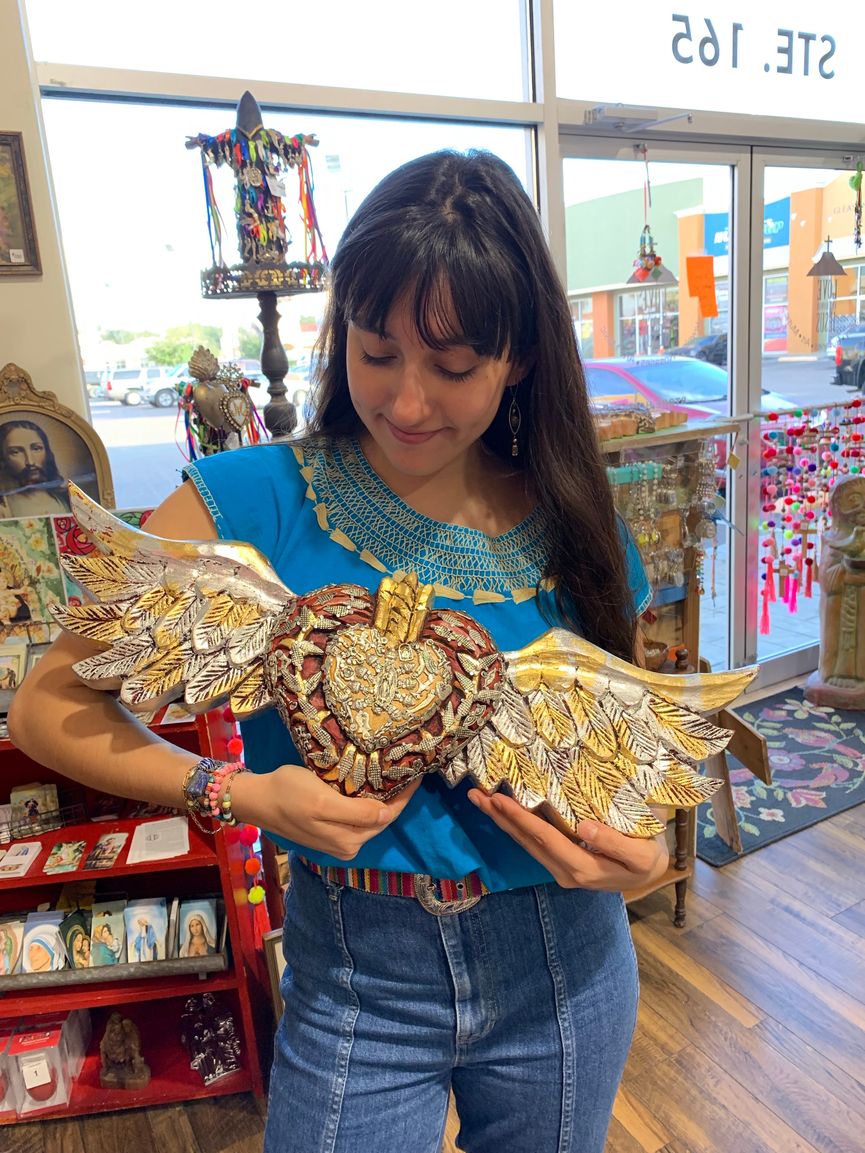 Milagros Corazon with Wooden Wings