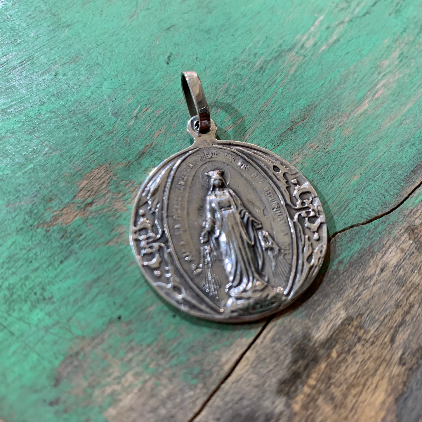 Round Miraculous Medal Sterling Silver