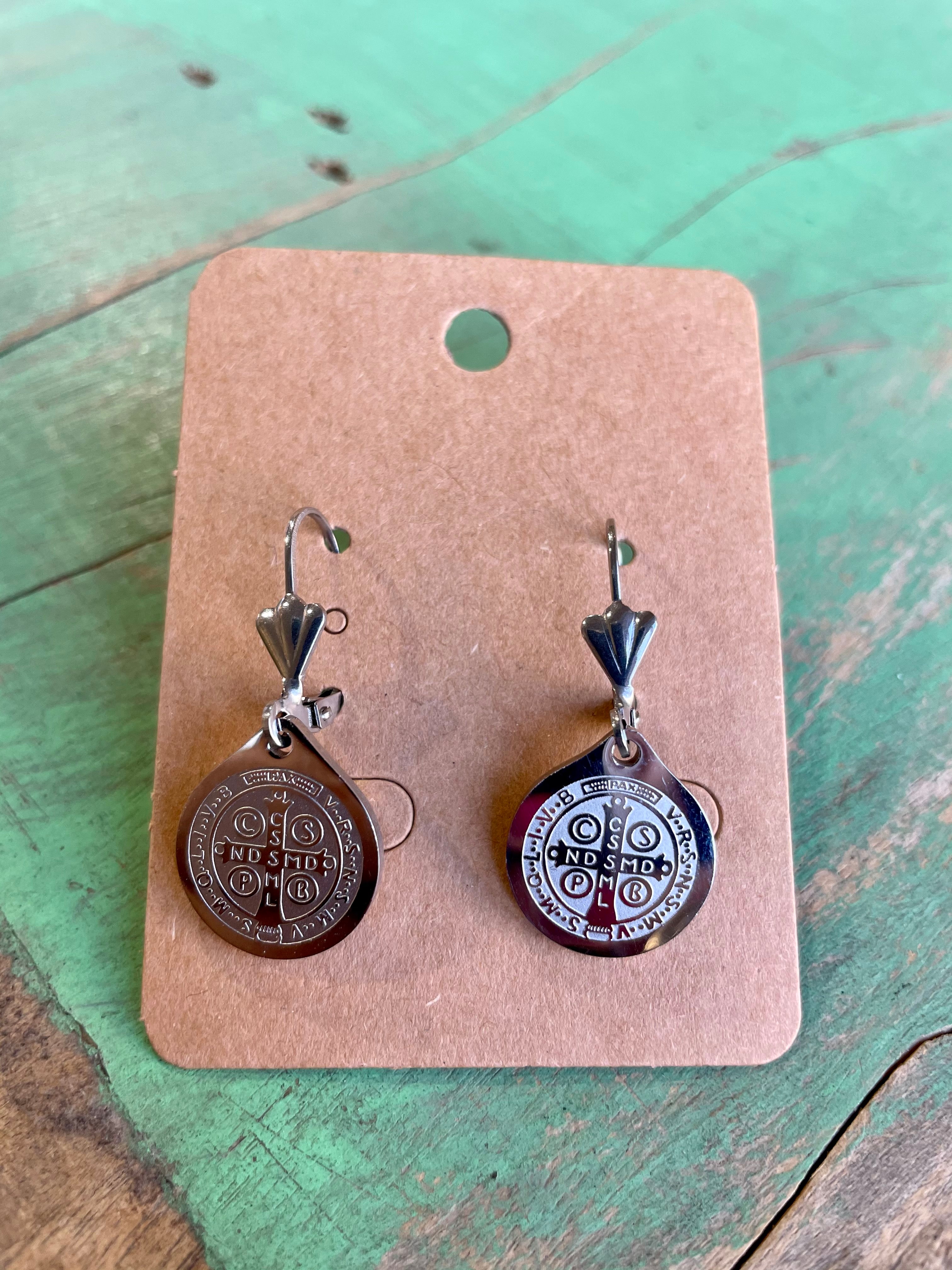 St Benedict Silver Stainless Steel Earrings